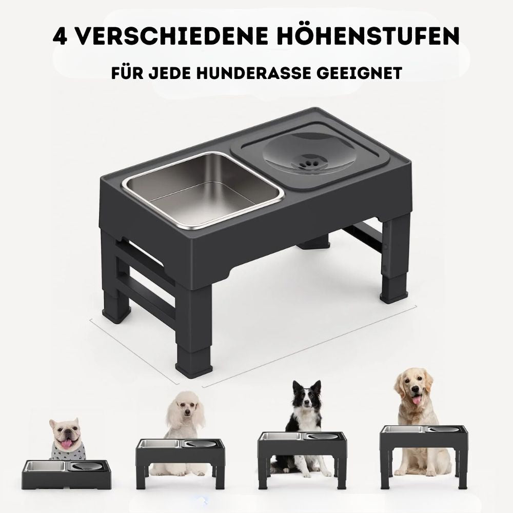 Der Hundenapf besitzt 4 verschiedene Höhenstufen, die für jede Hunderasse geeignet ist